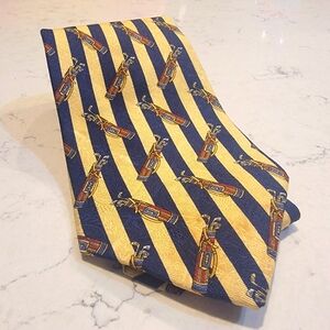 Tommy Hilfiger vintage 100% silk golf bag themed tie